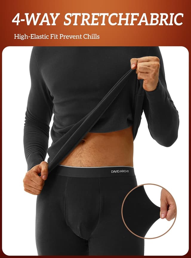 Detalle de DAVID ARCHY ensemble sous-vêtement thermique homme (couche de base) pour hiver, ski, randonnée et moto