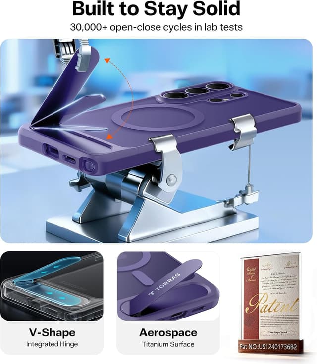 Detalle de TORRAS Ostand L1 MagSafe-compatible case with stand for Samsung Galaxy S26 Ultra in Deep Purple