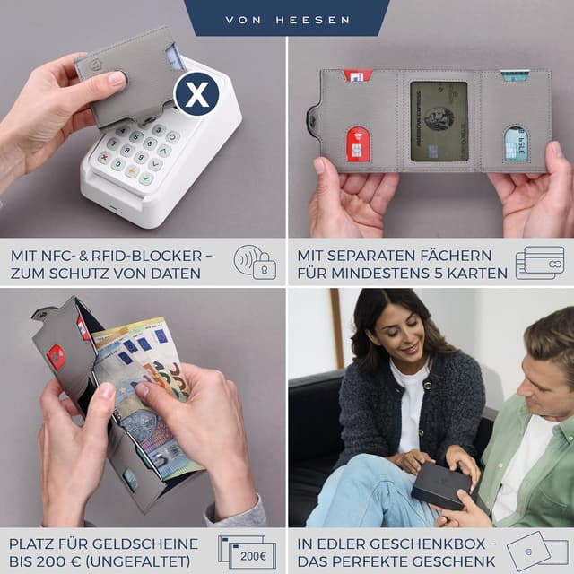 Detalle 2 de VON HEESEN Slim Wallet Kartenetui mit RFID Schutz
