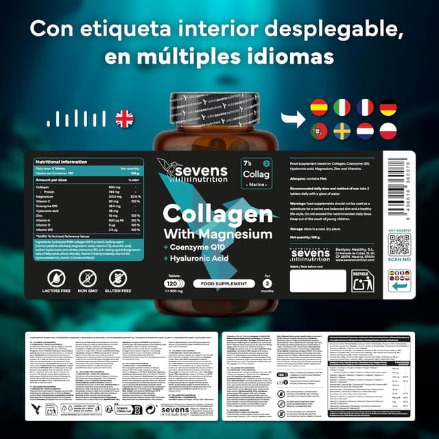 Thumbnail 6 de SEVENS NUTRITION Colágeno marino 120 cápsulas 💊
