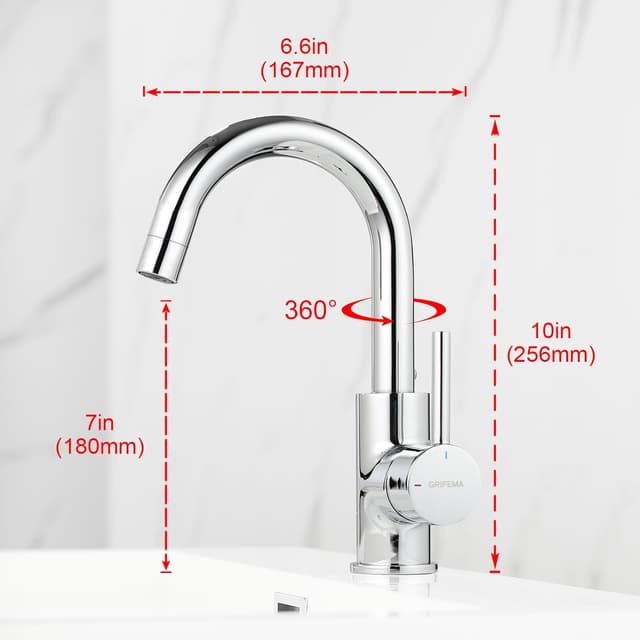 Thumbnail 6 de GRIFEMA G1002 rubinetto bagno lavabo girevole 360° con attacco acqua calda e fredda