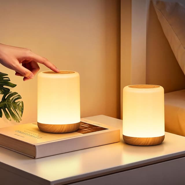 Detalle de CAKLIK set di 2 lampade da comodino senza fili LED ricaricabili con 256 RGB e timer