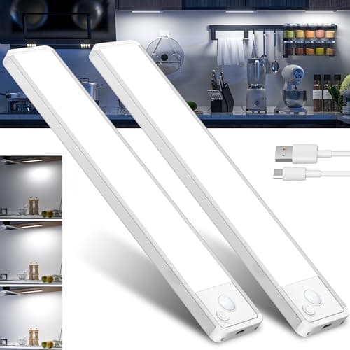 Imagen de Luz LED Cocina Recargable Sensor Movimiento - Armario Luces Sin Cable Bajo Lampara Interior Mueble Recarga Pilas Tiras Barra Iluminacion Magnetica Bateria USB Inalambrica Light para Kitchen Barras en OfertitasTOP