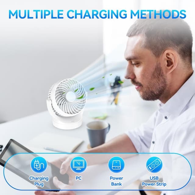 Detalle de Ventilatore da tavolo 3000 mAh ricaricabile