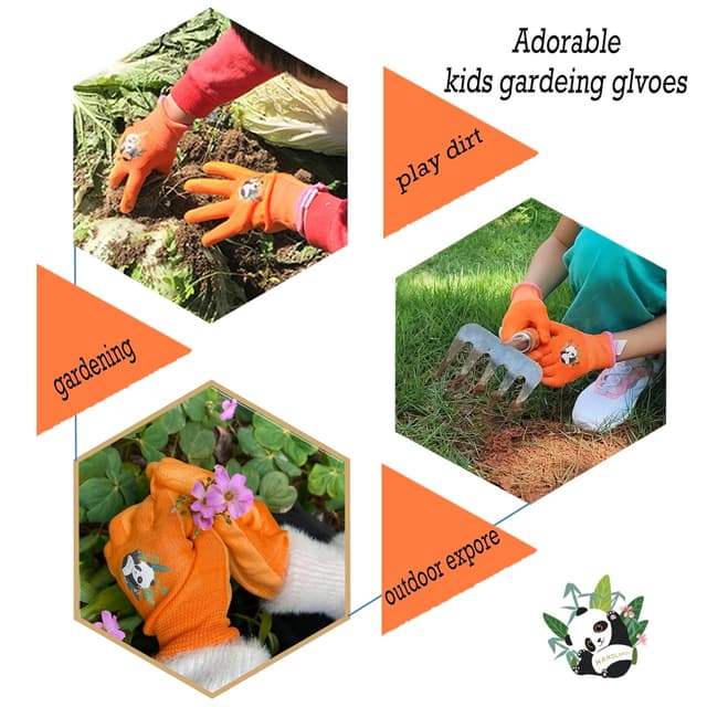 Detalle 2 de HANDLANDY 3 Pairs Kids Gardening Gloves Size L