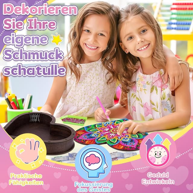 Detalle 2 de Bastelset Diamond Painting Schmuckkästchen für Mädchen 🎨