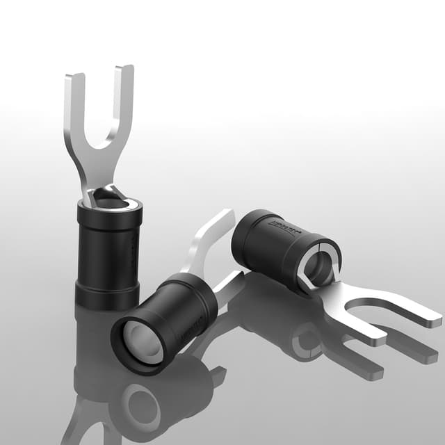 Detalle de AUPROTEC 25x connettori a forcella (capicorda) parzialmente isolati per cavi 2,5–4,0 mm², foro M6, nero