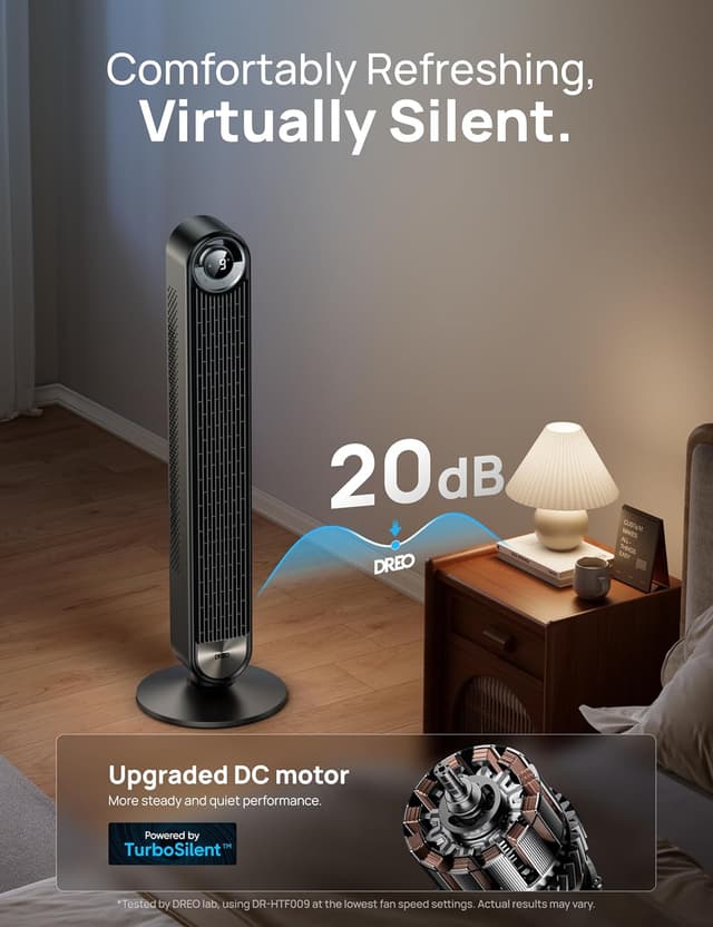 Detalle de Dreo 25dB Smart Silent Tower Fan 28 ft/s