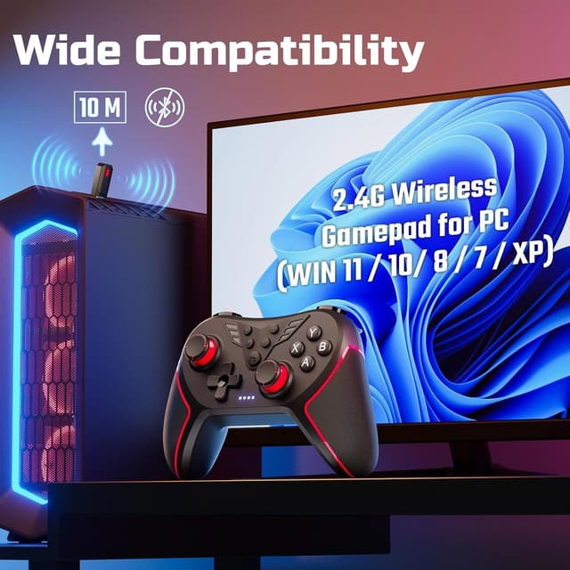 Detalle de RivalPlay Wireless Controller for PC with Hall Effect joysticks, 2.4G & wired 1000Hz, remappable buttons