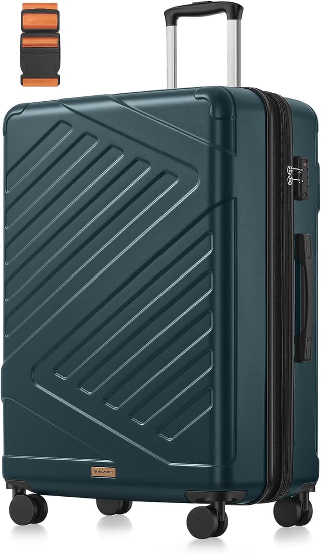 Detalle de 28 Inch SONGMICS hard shell suitcase (TSA lock, 4 double spinner wheels, expandable) – Slate Teal RLP003C101