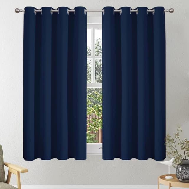 Detalle de VEHEDE Blackout Curtains 54in Drop Navy Blue