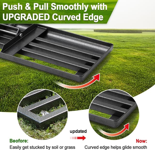 Detalle 2 de DAKEPOLE Rasenrechen & Nivellierrechen mit Metall-Nivellierplatte – 68 x 25 cm, ein Stück, verstellbarer Griff