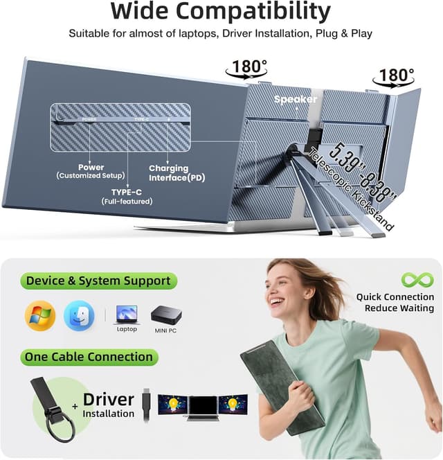 Thumbnail 5 de SMISEACOW Monitor portatile 14'' triplo schermo