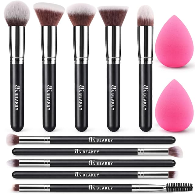 Detalle de BEAKEY Makeup Brushes Set with 2 Sponges ๐