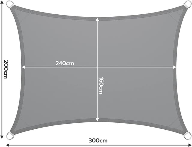 Detalle de LARMNEE Vela ombreggiante PES 2x3 m con protezione UV 93% e occhielli metallici, grigio chiaro ELG23SP02