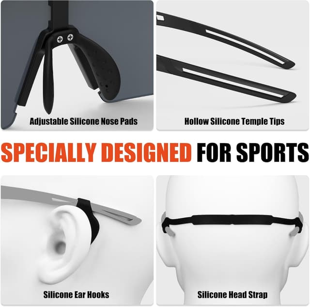 Detalle de X-TIGER Polarized Cycling Glasses with 5 Interchangeable Lenses (MTB & Sports)