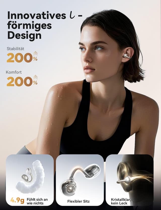 Detalle de JOYROOM OE3 ClipBuds Open-Ear Bluetooth-Kopfhörer mit 30h Laufzeit, ENC und IPX4