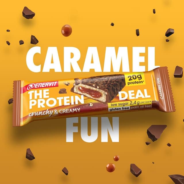 Detalle 2 de Enervit Protein Bar Caramel Fun 55g 🍬 20g Proteínas