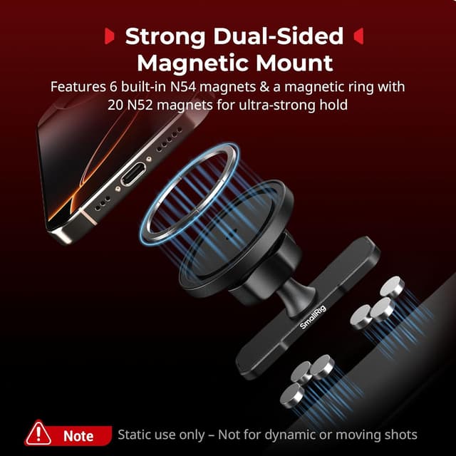 Detalle 2 de SMALLRIG Support magnétique double face pour iPhone 16/15/14/13/12 (5460) : réglable à 360°