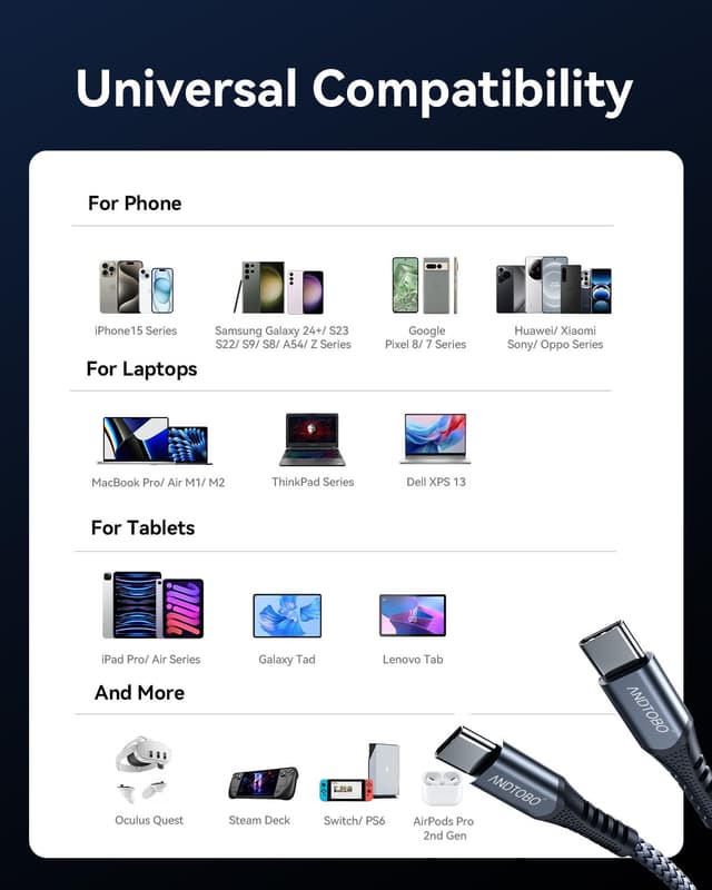 Thumbnail 7 de CABLE USB C a C 2M 60W PD 3.0 - Carga Rápida 🔌