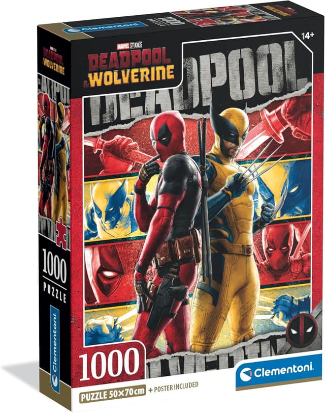 Detalle de Clementoni Special Series Puzzle 1000 pezzi Deadpool e Wolverine (37050) con poster incluso, scatola compatta 50x70 cm