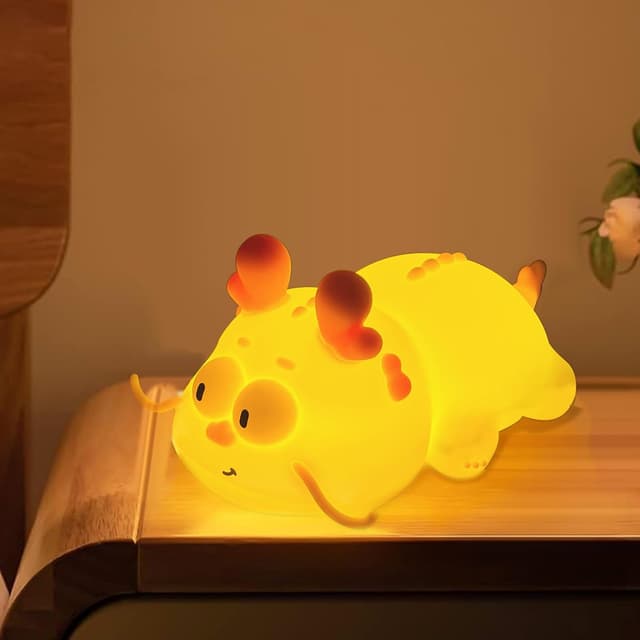 Detalle de Silikon Nachtlicht für Babys in Drach-Form – dimmbar, Touch-LED und Timer