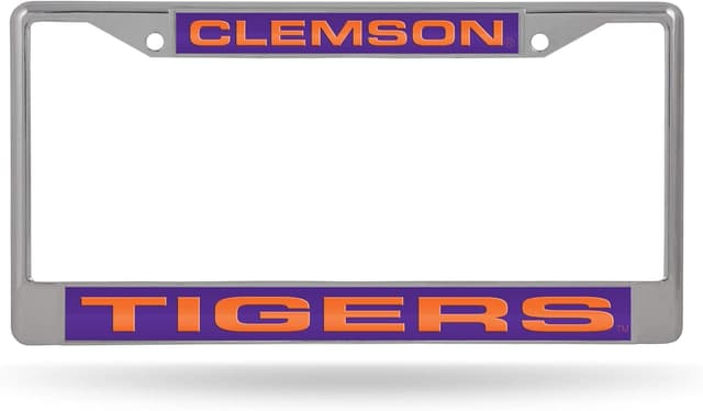 Detalle de Rico Industries NCAA Unisex Laser Cut Inlaid Standard Chrome License Plate Frame