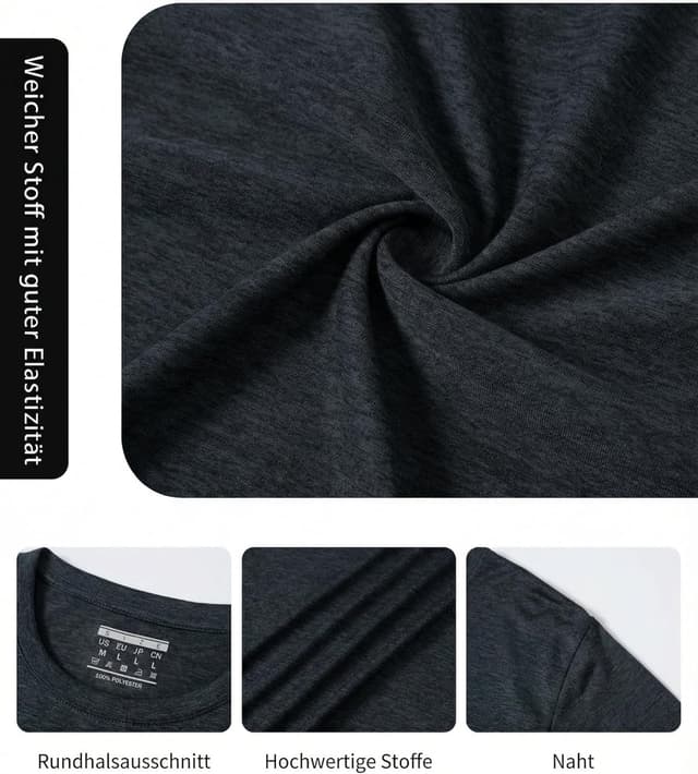 Detalle de MAGCOMSEN Herren Sportshirt atmungsaktiv – leichtes Lauf- und Trainingsshirt aus Vollpolyester