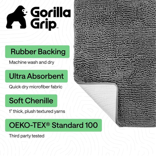 Detalle 2 de GORILLA GRIP Bath Rug Mat 24x17 Grey