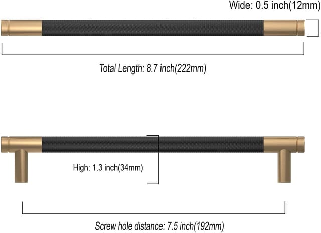 Thumbnail 5 de Schrankgriffe Schwarz-Gold 10 Stück, 192 mm Lochabstand