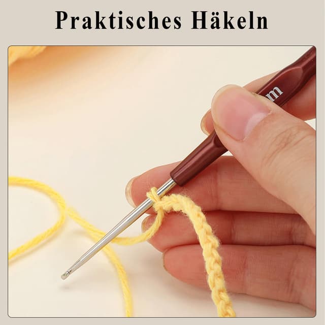 Detalle de Canollo Tunesische Häkelnadeln-Set (3 Stück) 0,5 / 1,5 / 2,7 mm – ergonomisch, ultrafein für Dreadlocks