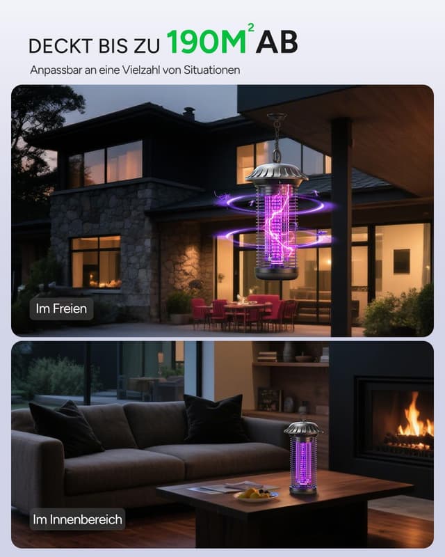 Detalle de Buzbug LED Insektenvernichter MO-008C mit Dual-Band-LED (365/395 nm) für innen & außen