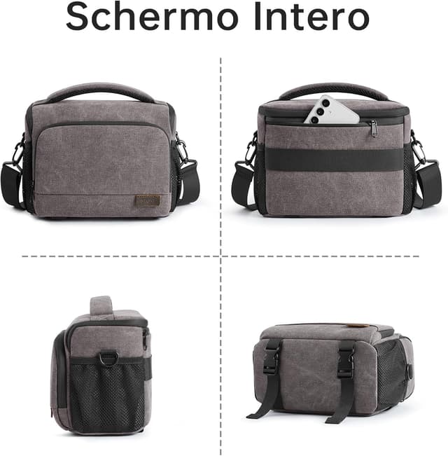 Thumbnail 6 de S-ZONE DSLR/SLR borsa fotografica in tela impermeabile con tracolla e supporto per treppiede