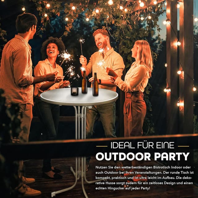 Thumbnail 6 de tillvex® Gastro Stehtisch klappbar im 2er-Set (Ø 80 cm) mit Husse – runder Klapptisch für Indoor & Outdoor