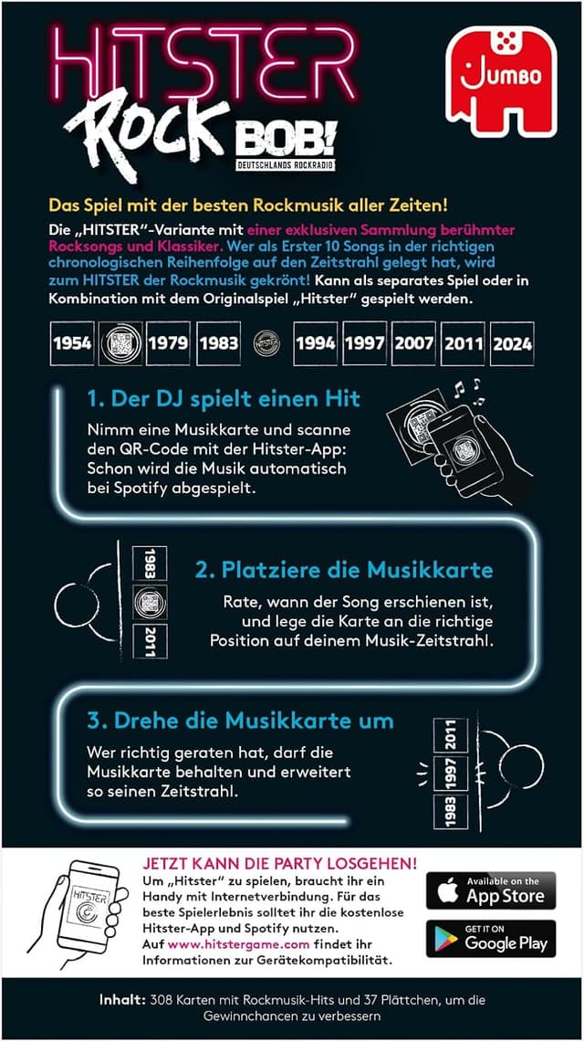 Detalle de Hitster Rock Party- und Kartenspiel für Erwachsene und Familien – Deutsch, 2 bis 10 Spieler ab 16 Jahren