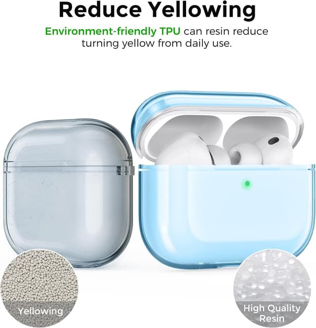 Detalle de AhaStyle Clear AirPods Pro 3 Case Cover (2025) with Anti-Yellowing Soft TPU Skin and Cleaner Kit