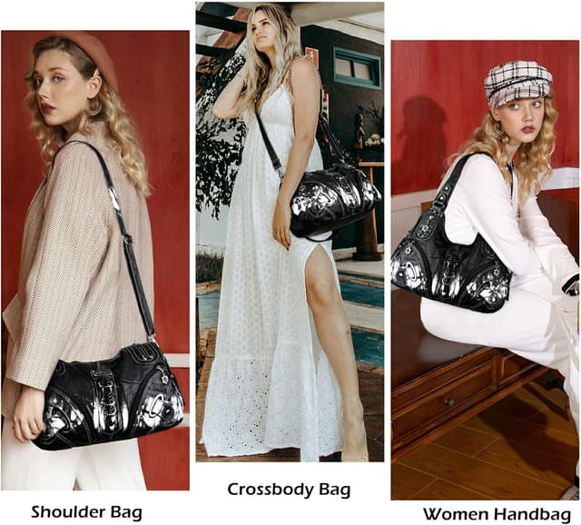 Detalle de Angel Kiss Damen Schultertasche Hobo (Umhänge-/Henkeltasche) mit vielen Fächern