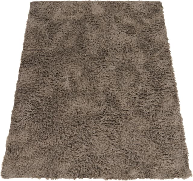 Detalle de Paco Home Tapis de salon shaggy en fausse fourrure 80 x 150 cm, taupe