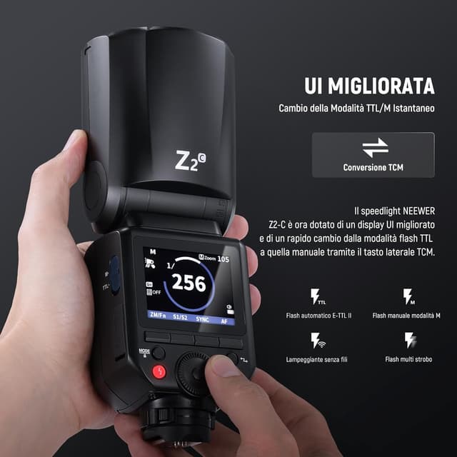 Detalle 2 de NEEWER Z2-C flash TTL per Canon 7,4V