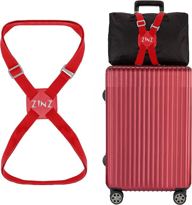 Thumbnail 6 de ZINZ sangle de valise élastique réglable (ensemble noir/rouge) pour sécuriser bagages et sacs