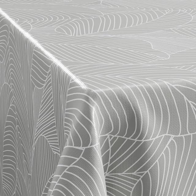 Detalle de LILENO HOME Nappe lavable au mètre 200x140 cm (bord coupé) en feuilles graphiques gris
