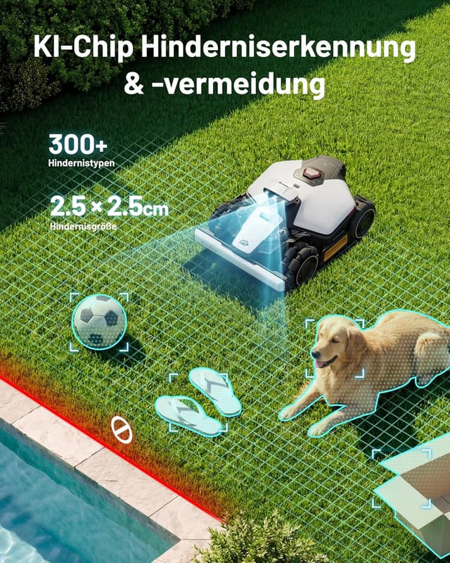 Detalle 2 de MAMMOTION LUBA Mini 2 AWD 1000 Mähroboter ohne Begrenzungskabel mit Tri-Kamera-AI & NetRTK