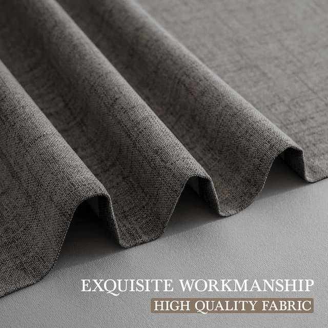 Detalle de CUCRAF 100% Blackout Curtains Grey – 2 Eyelet Panels, 46 x 90 Inch Drop