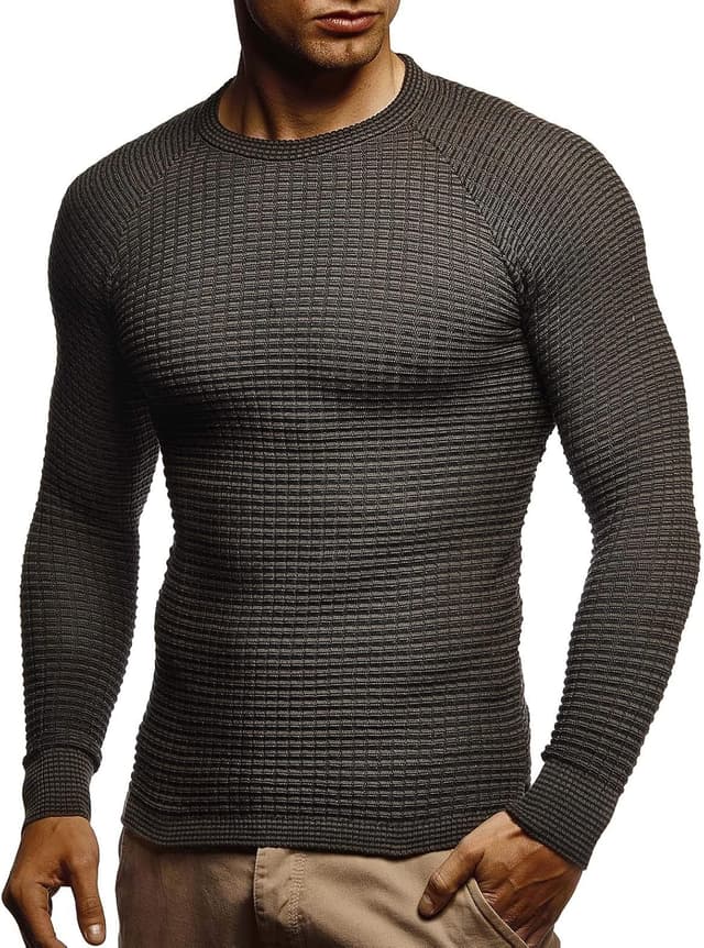 Detalle de Leif Nelson LN20746 pull en tricot col rond à manches longues, coupe slim