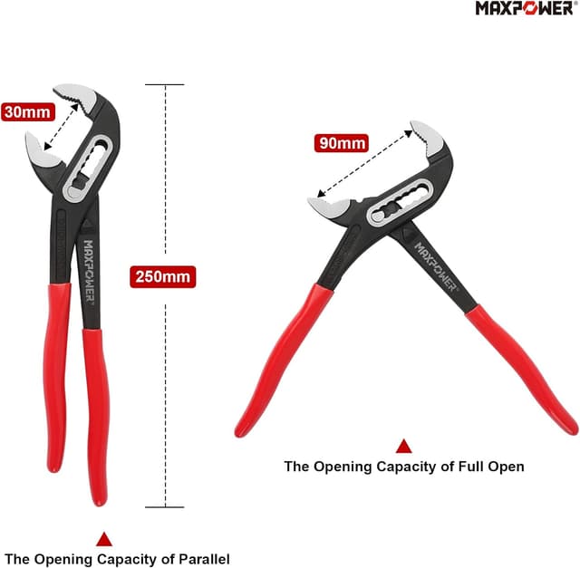 Detalle de MAXPOWER 250mm Water Pump Plier (10in) Quick Change Adjustable Multigrip Groove Joint