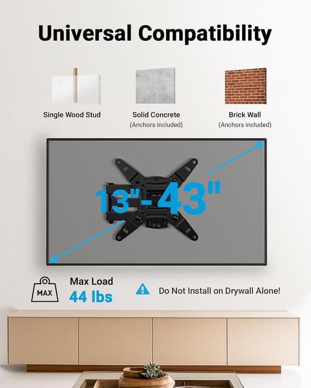 Detalle 2 de Pipishell Full Motion TV Wall Mount 44 lbs