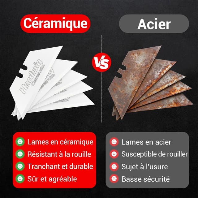 Thumbnail 4 de Lames cutter trapèze en céramique, lot de 5