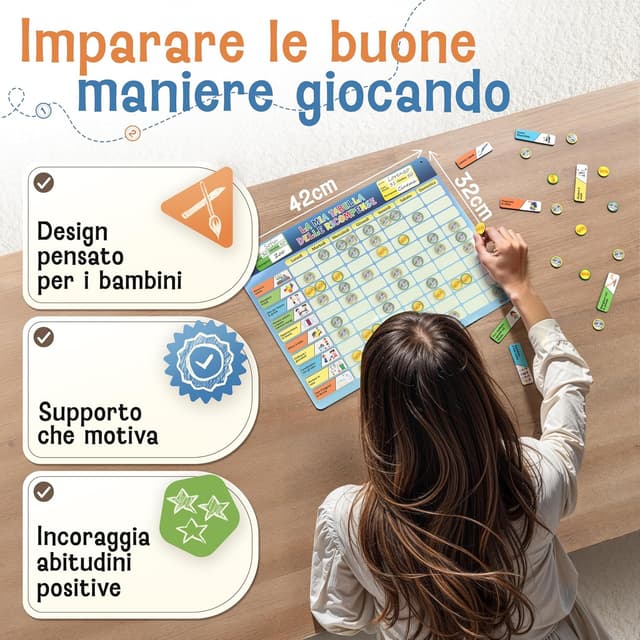 Detalle 2 de LIKARTO Tabella delle ricompense per bambini con 280 magneti e agenda dei compiti Montessori
