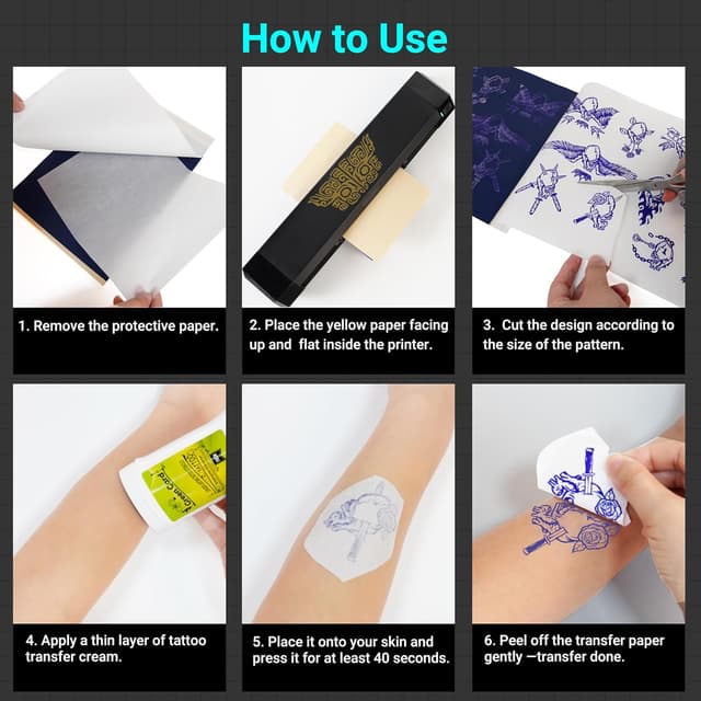 Detalle 2 de ORGBRO X8 Papier Transfert Tatouage – 100 feuilles A5 140 × 210 mm (papier hectographique, 4 couches)