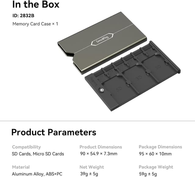 Detalle 2 de SMALLRIG 2832B étui carte mémoire, 9 emplacements